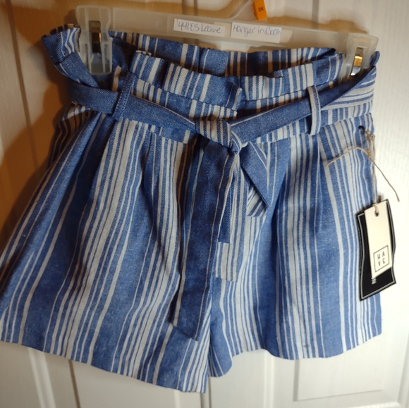 🌹2 for $25 HAVE STRIPED BELTED PAPERBAG WAIST SHORTS - Picture 3 of 12